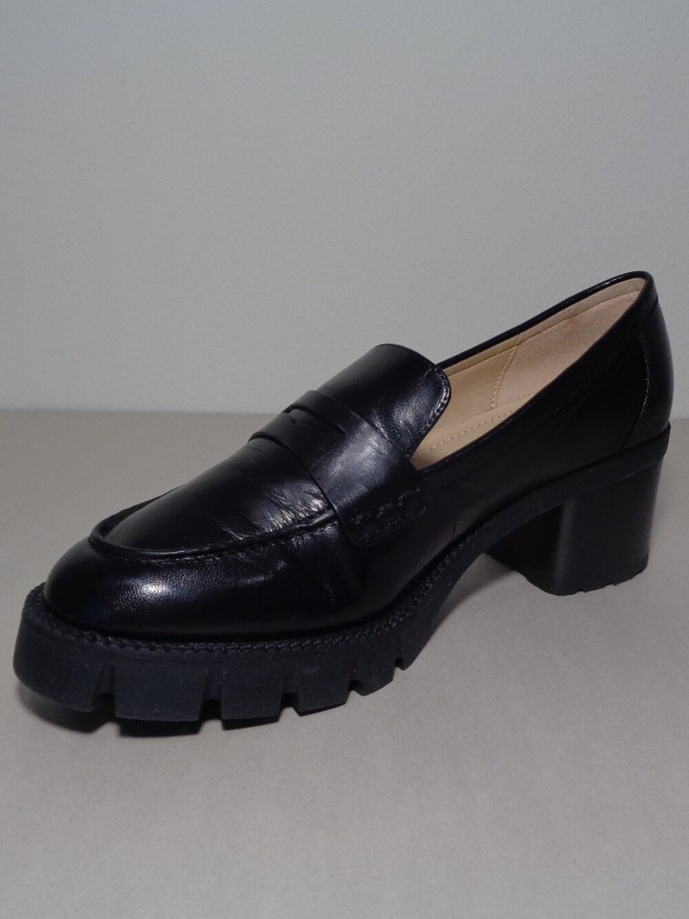 Coach Size 7.5 M / CORA LEATHER / Black / Heeled Penny Loafers Women's Shoes - Picture 7 of 16